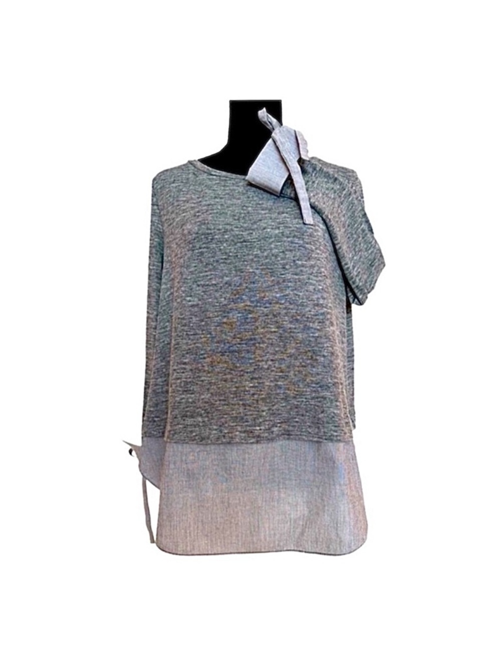 LOFT ~ Women’s Chic Gray Layered Jersey Cotton Loose Fit Sweater Top size M